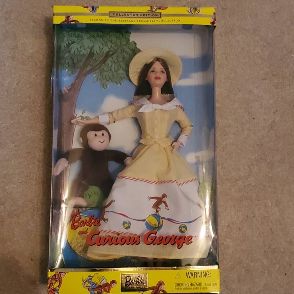 New in box Barbie and Curious George  Collector